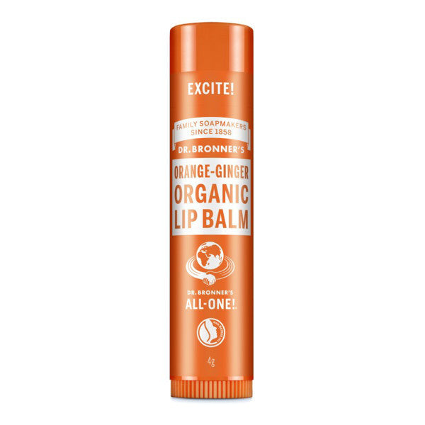 DR. BRONNER'S ORANGE-GINGER, ekologiškas lūpų balzamas su apelsinų ir imbiero eteriniais aliejais, 4 g