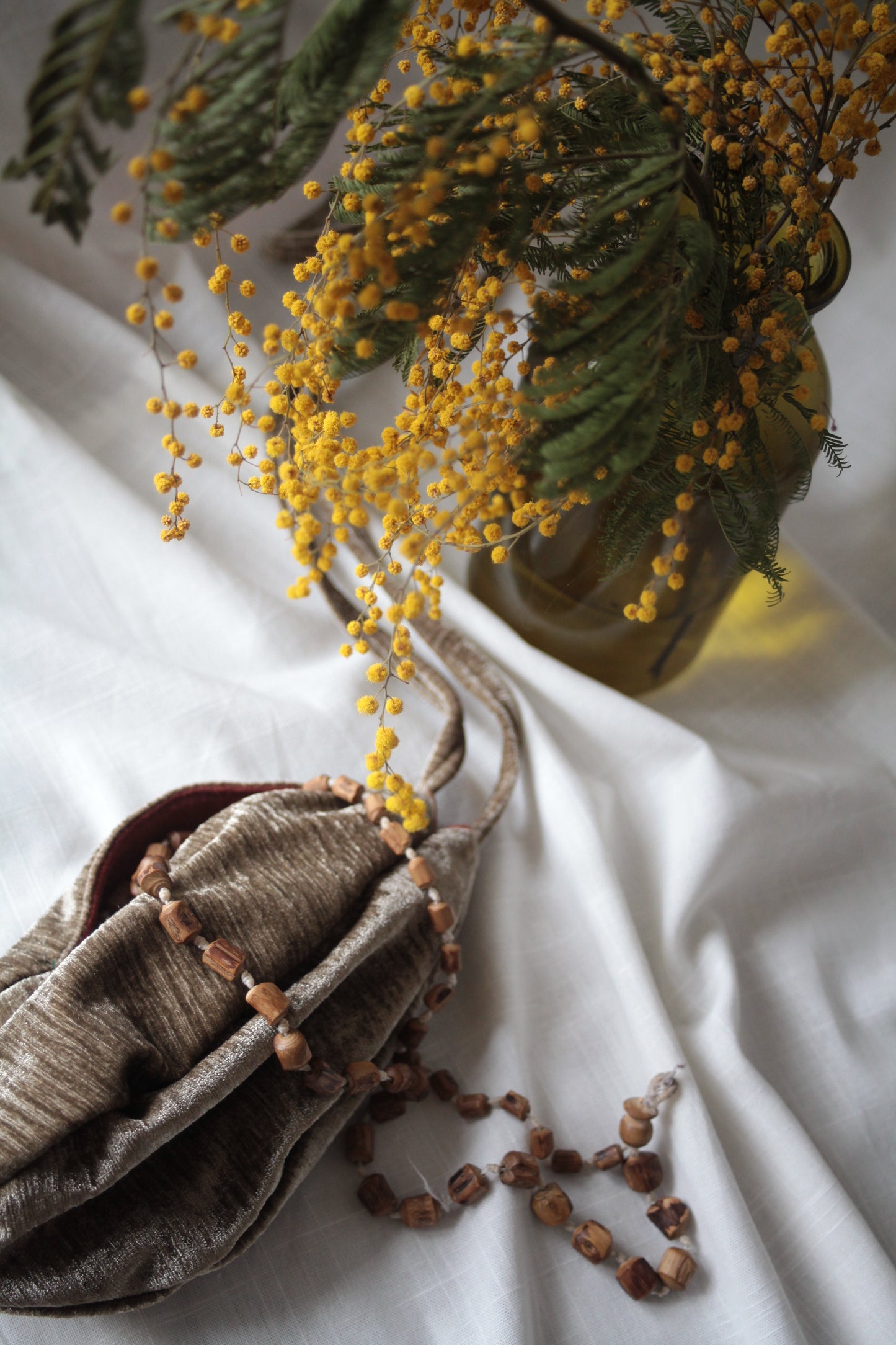 Minkštas blizgusis maldos karoliukų maišelis