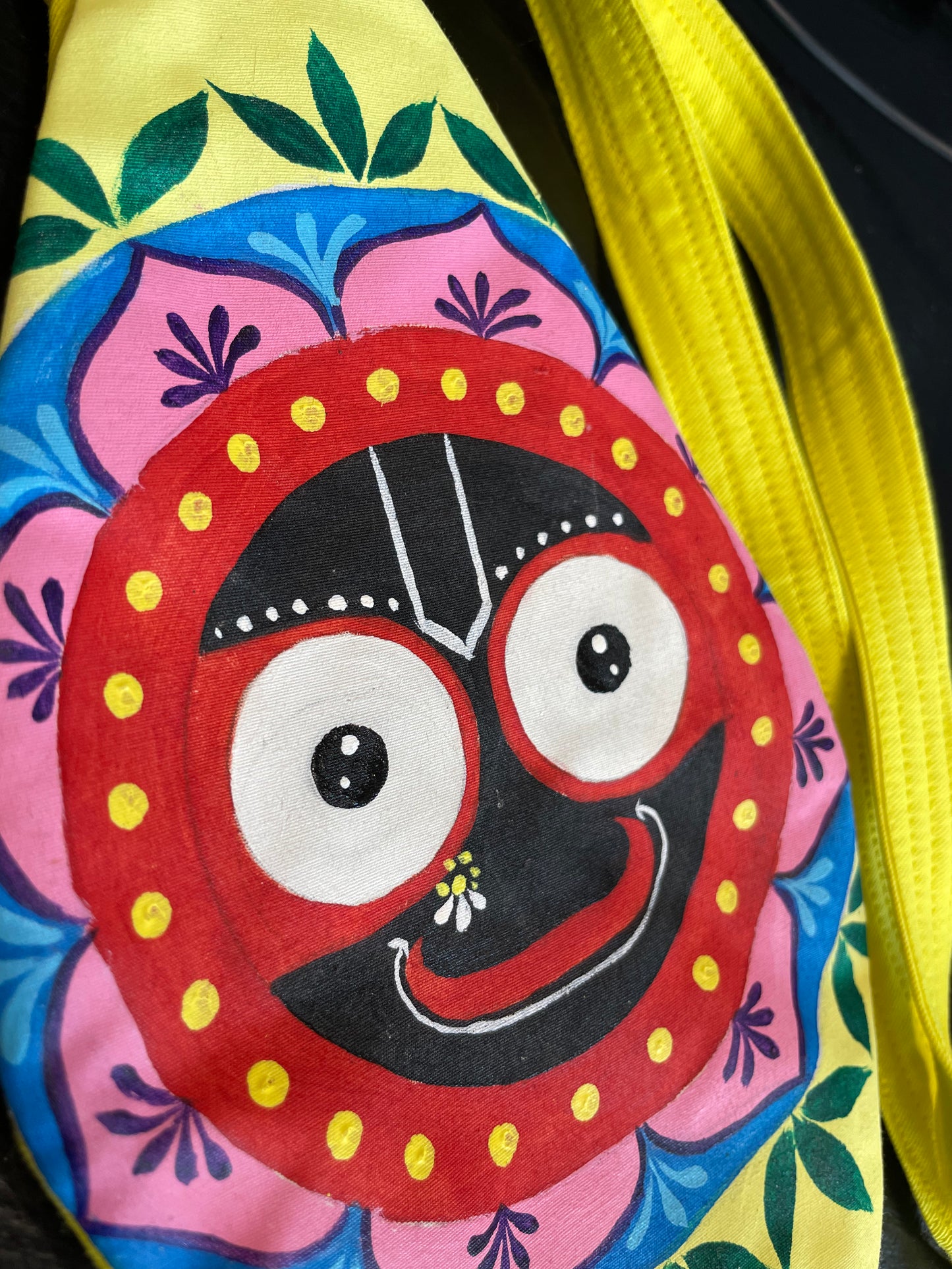 Maldos karoliukų maišelis ,,jagannath", rankų darbo piešiniu