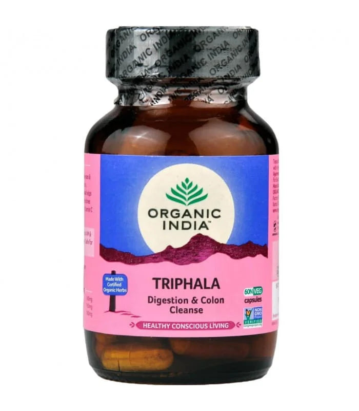 Organic India Triphala virškinimo sistemos ir žarnyno valymui 60kaps.