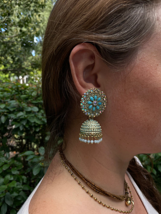 Jhumka auskarai - varpelio formos auskarai