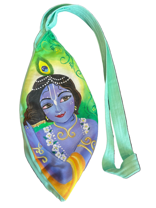 Maldos karoliukų maišelis ,,Krishna", rankų darbo piešiniu