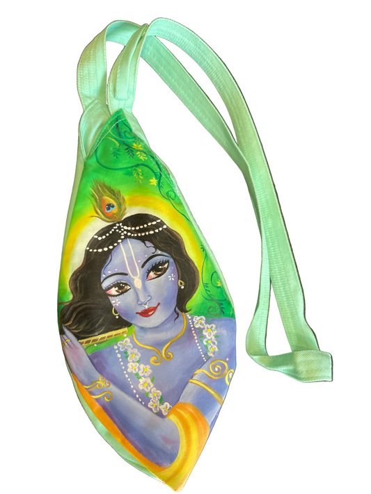 Maldos karoliukų maišelis ,,Krishna", rankų darbo piešiniu